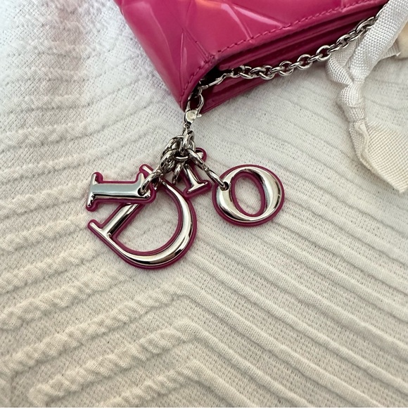Patent Cannage Lady Dior Rendezvous Wallet On Chain Fuchsia full set - Picture 5 of 15